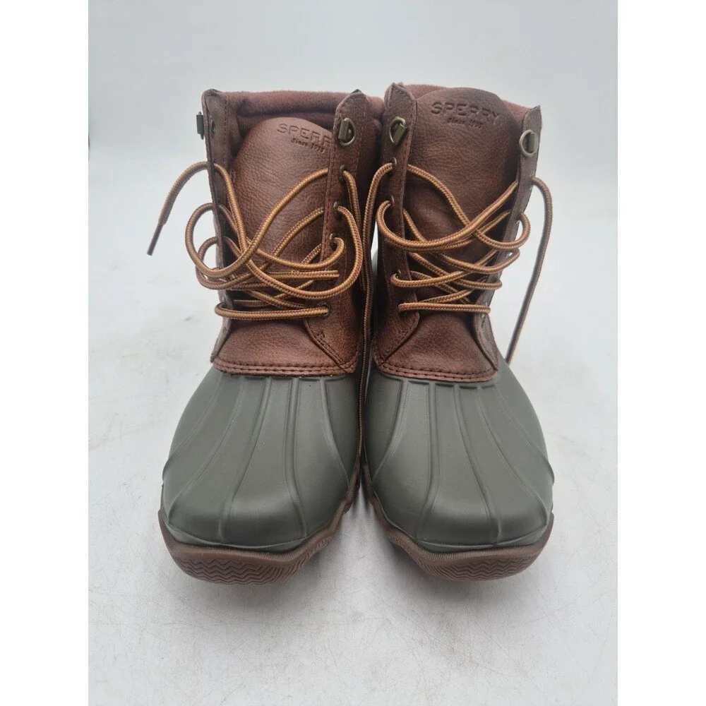 Sperry Mens Avenue Duck Boots Tan Olive Green Waterproof Size 9 Sts23429
